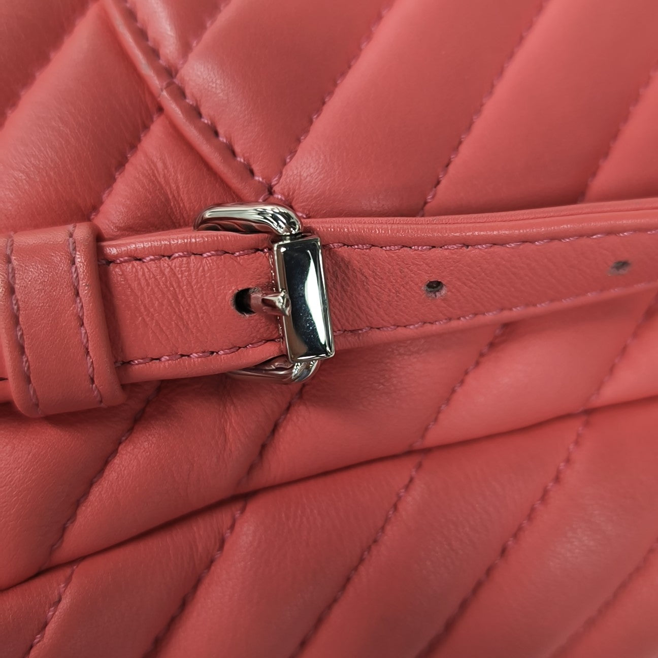 Chevron Calfskin Backpack Pink