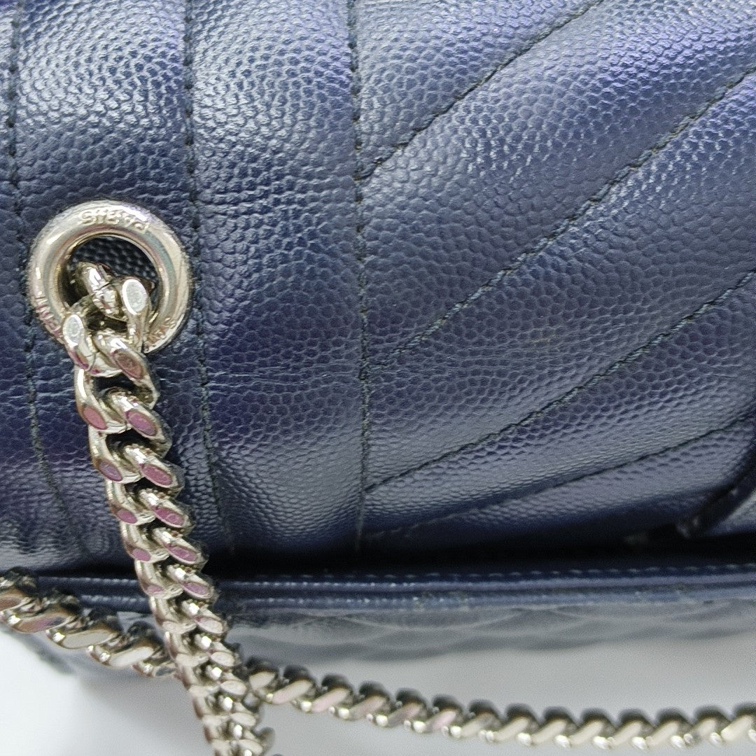 ENVELOPE Small Chevron Calfskin Blue