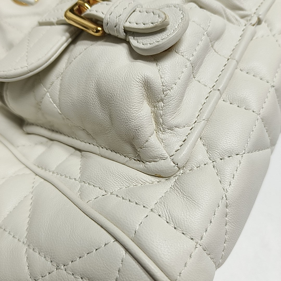 Dior Caro Medium Cannage Lambskin White