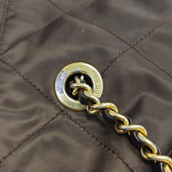 Quilted Nylon Shoulder Bag Brown