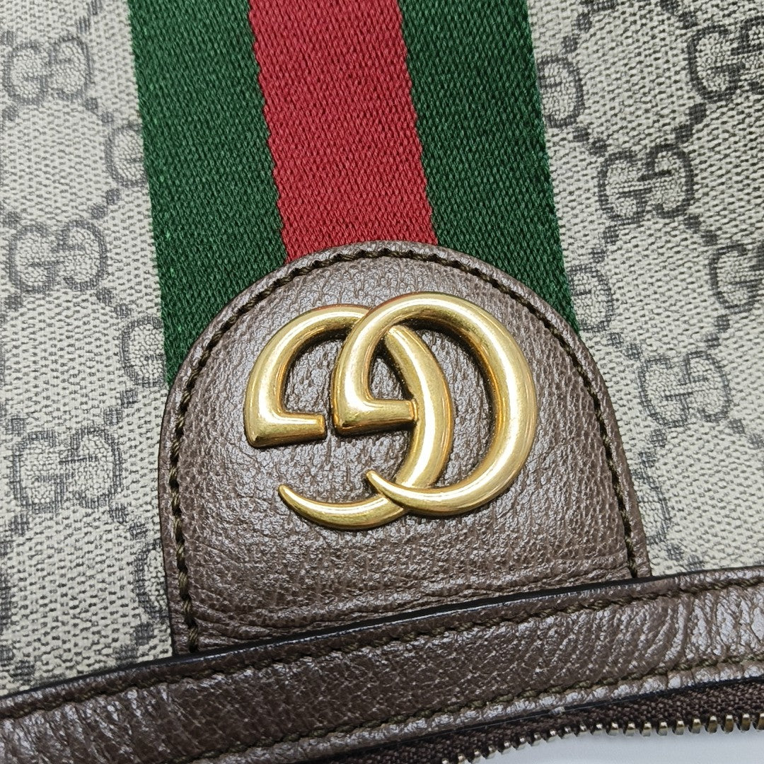 Ophidia Small Monogram Coated Canvas Beige