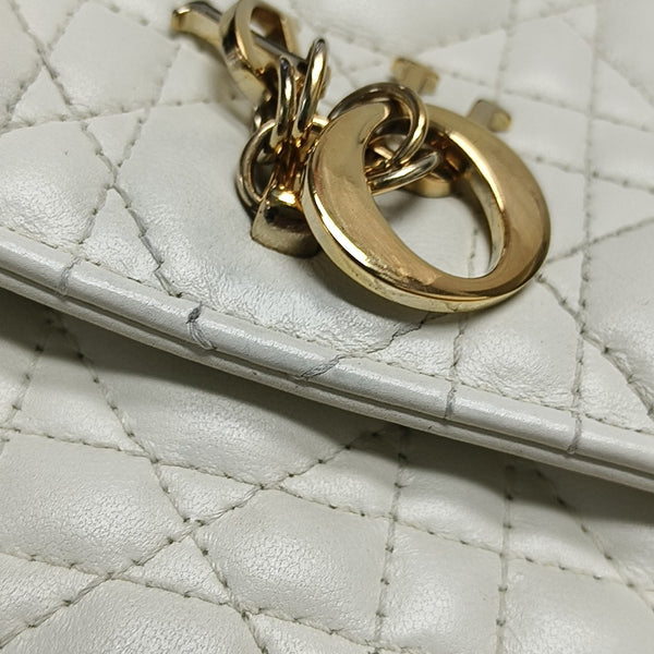 Authenticated pre-owned  My Dior Mini Cannage Lambskin White - Shoulder Bag at Looply
