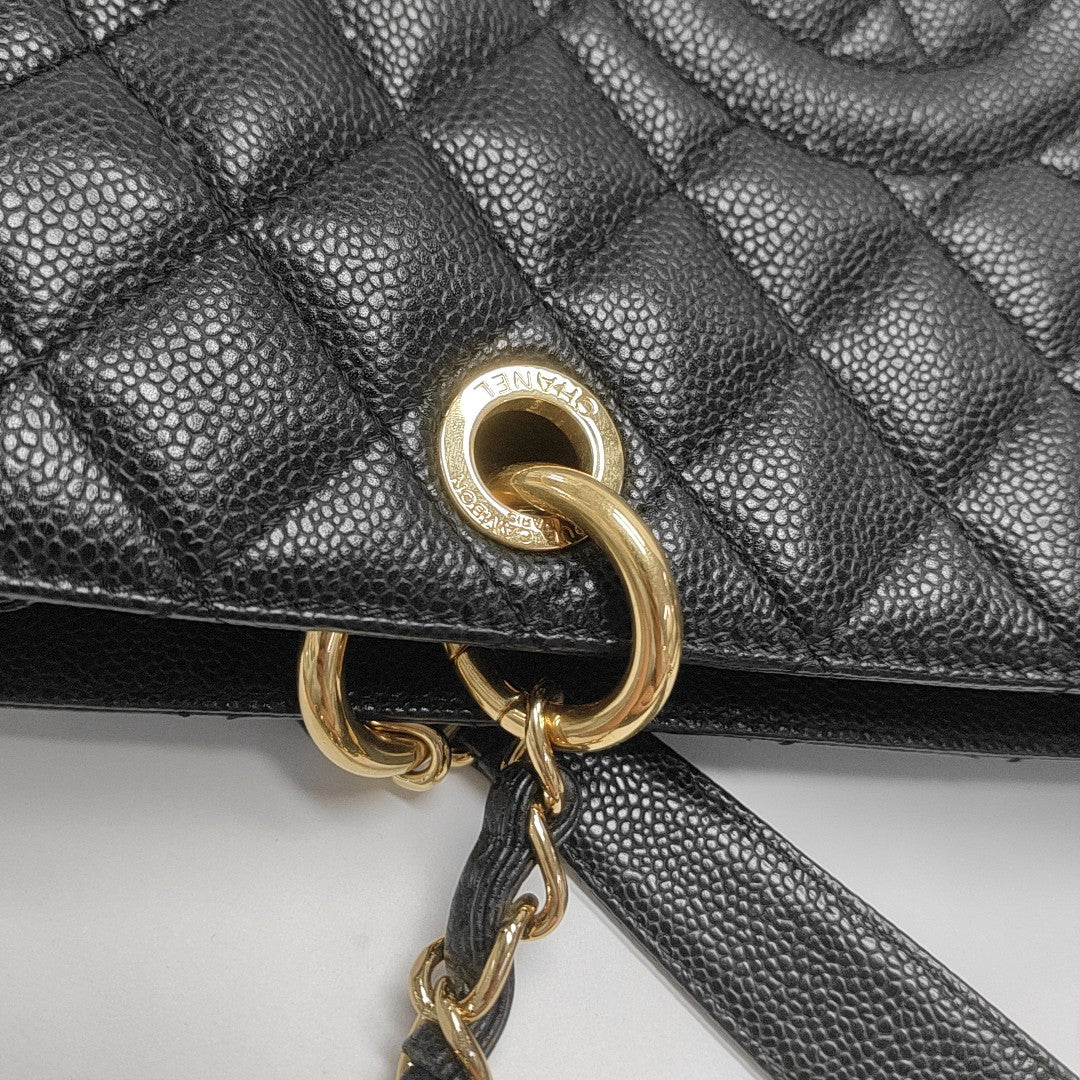 CHANEL GST Large Quilted Grained Calfskin Black