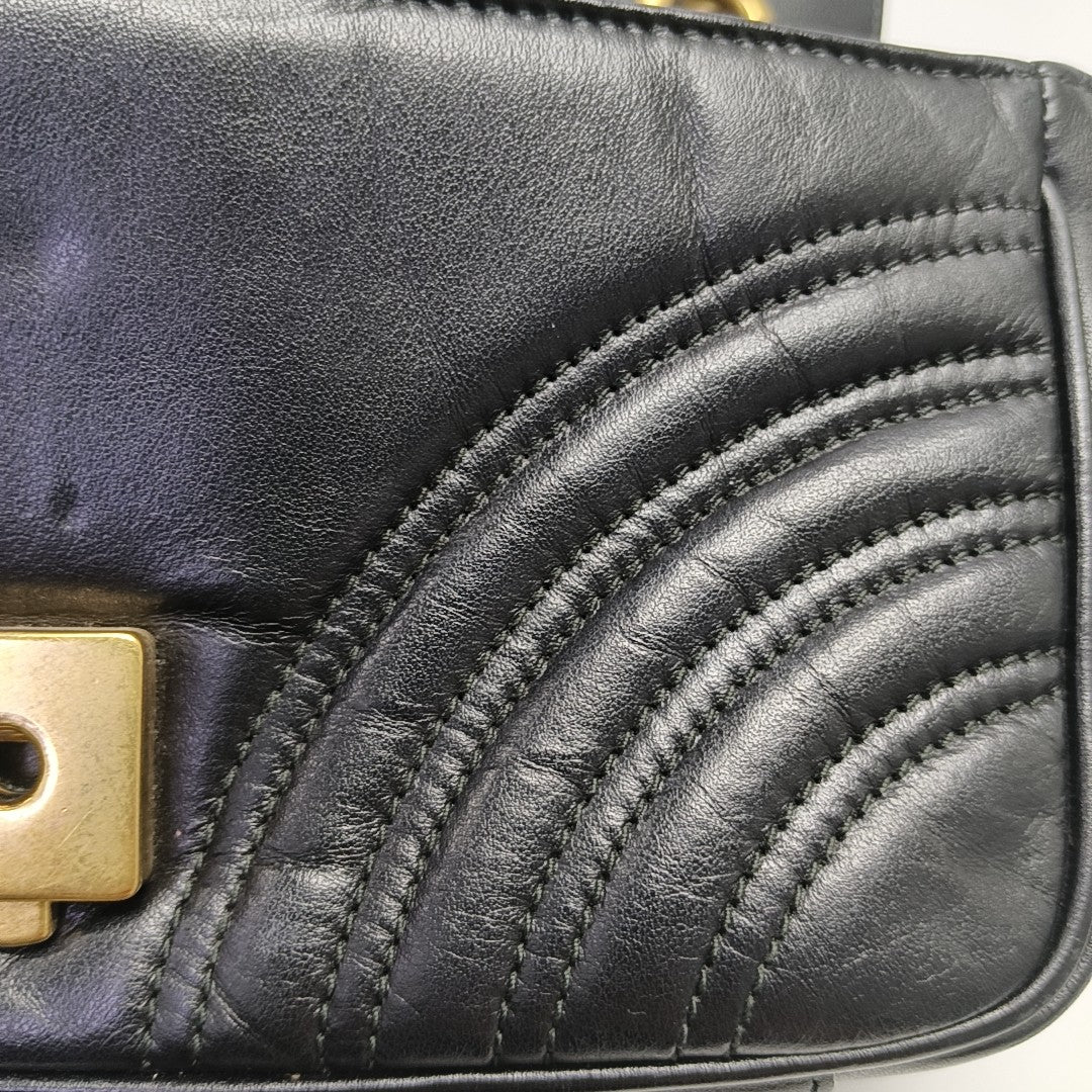 GG Marmont Small Quilted Calfskin Black