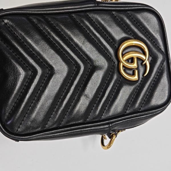GG Marmont Mini Quilted Calfskin Black