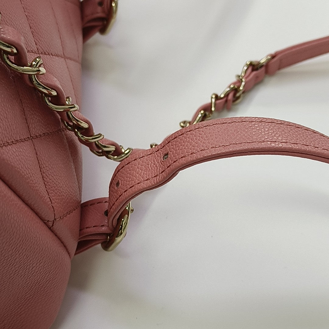 Quilted Grained Calfskin Backpack Small Pink