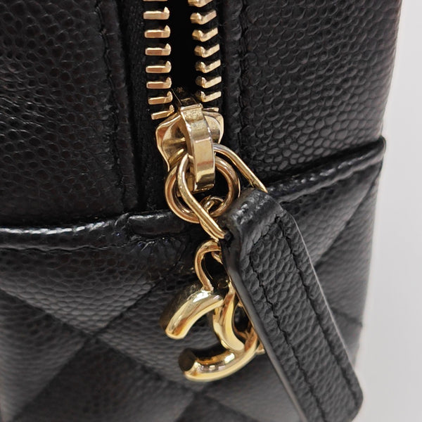 Quilted Grained Calfskin Backpack Mini Black