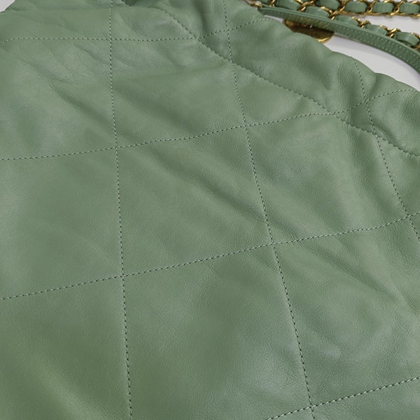 CHANEL 22 Small Quilted Calfskin Green