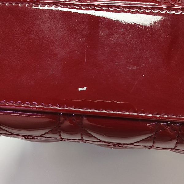 Lady Dior Mini Cannage Patent Calfskin Red