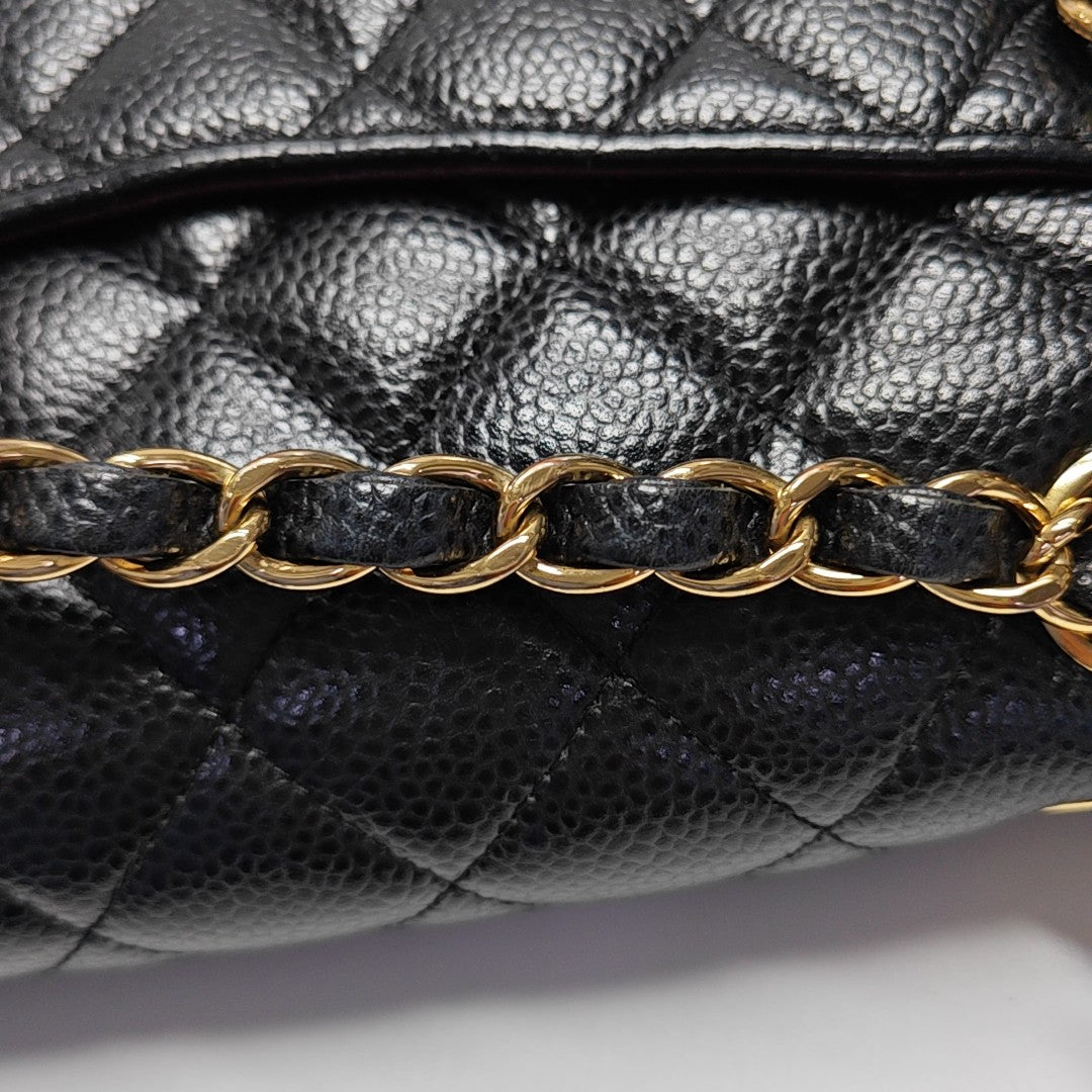 CLASSIC FLAP Small Quilted Grained Calfskin Black