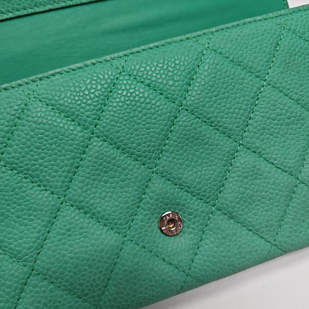 CLASSIC FLAP Mini Quilted Grained Calfskin Green