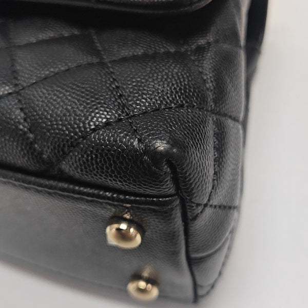 COCO HANDLE Small Quilted Grained Calfskin Black