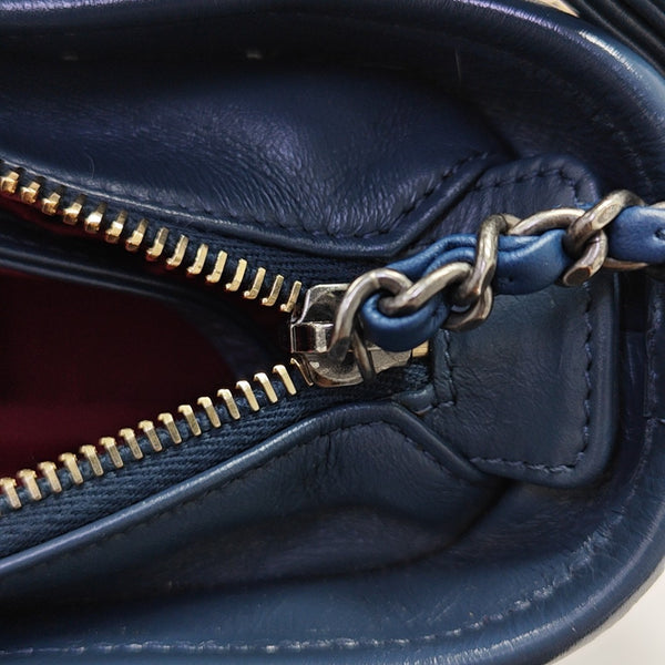 GABRIELLE Small Chevron Calfskin Blue