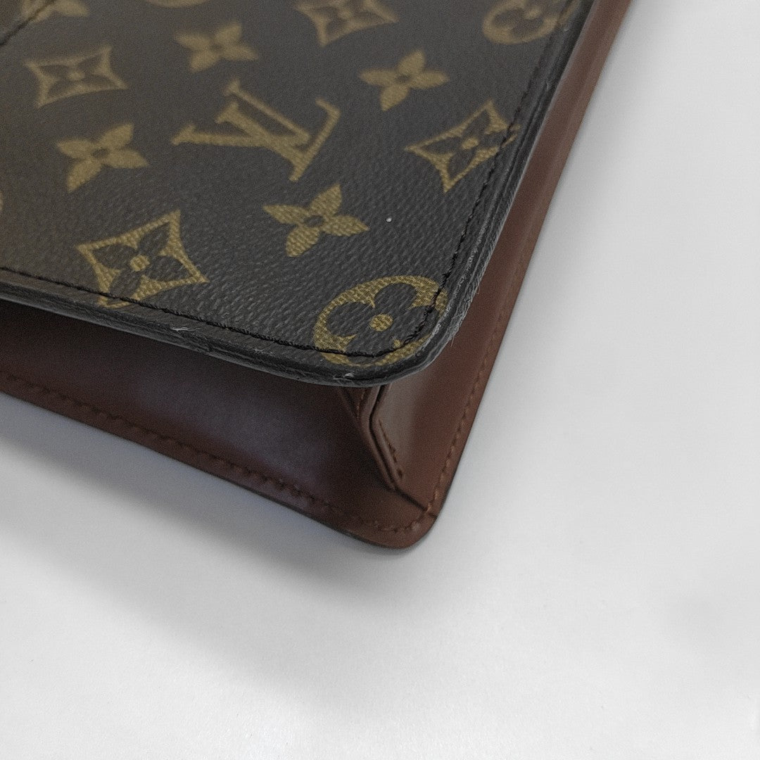 Monogram Coated Canvas Clutch Brown