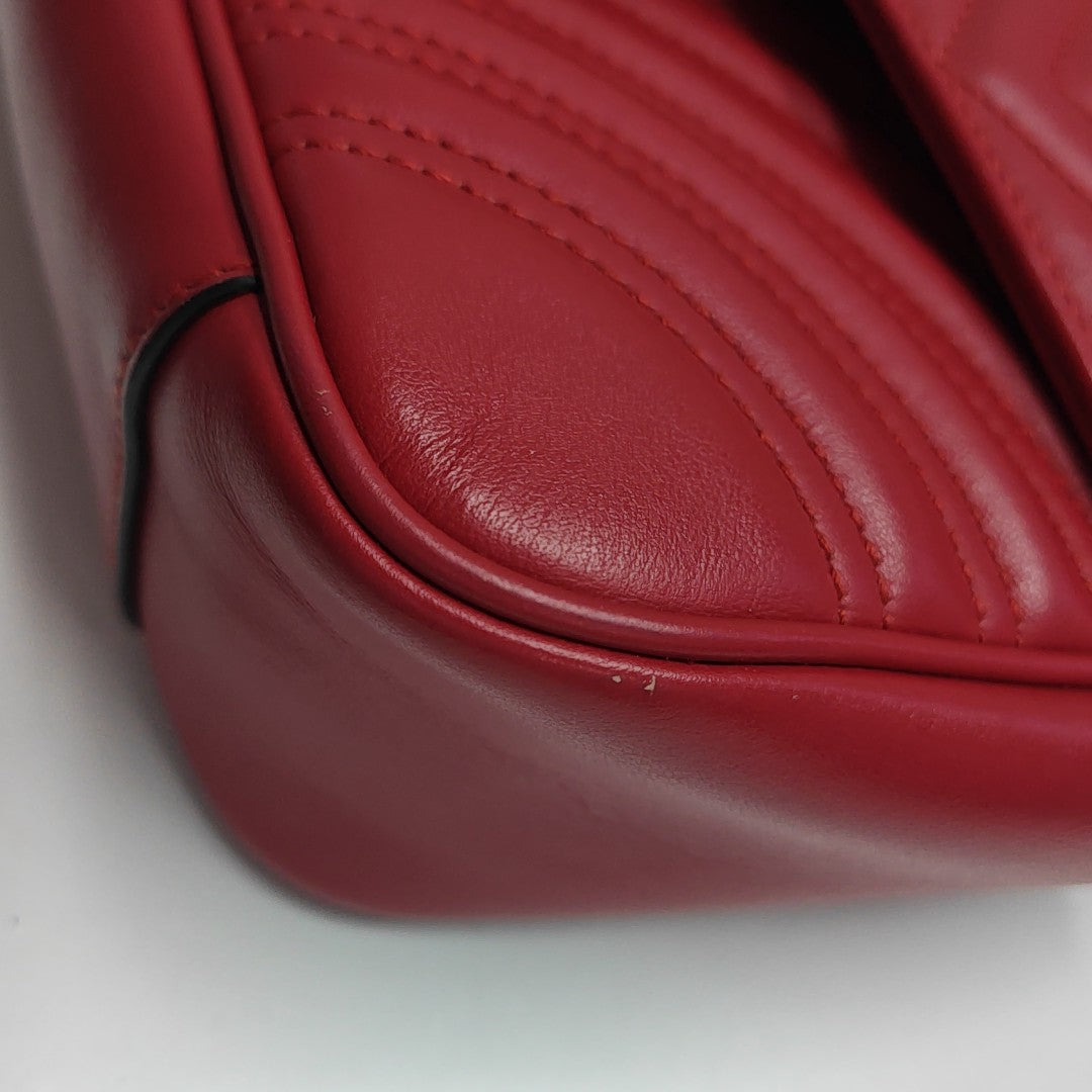 GG Marmont Medium Quilted Calfskin Red
