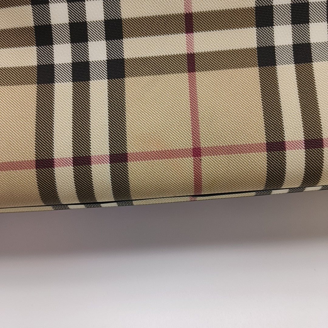 Coated Canvas Top Handle Bag Beige