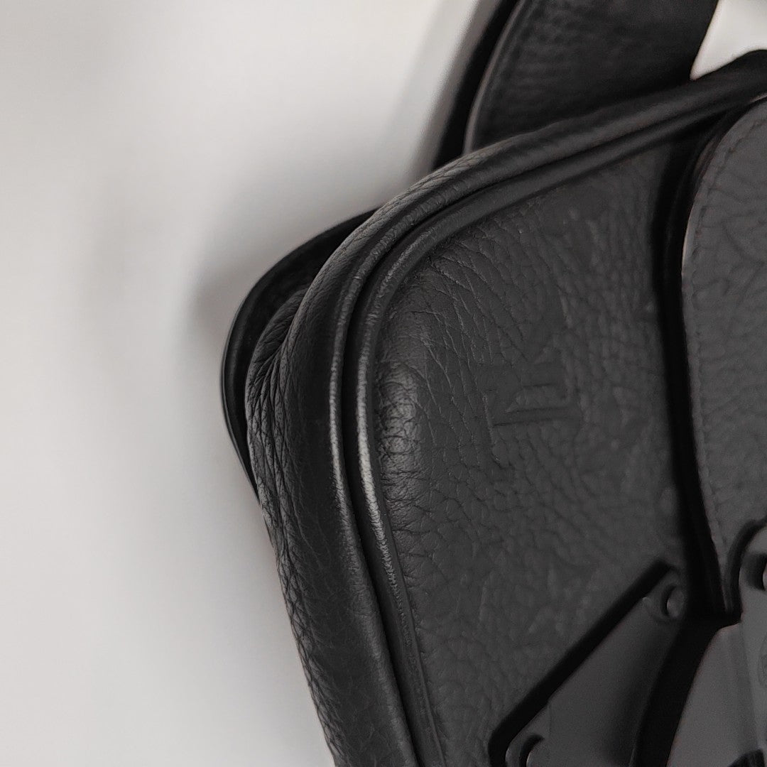 S LOCK Monogram Calfskin Black