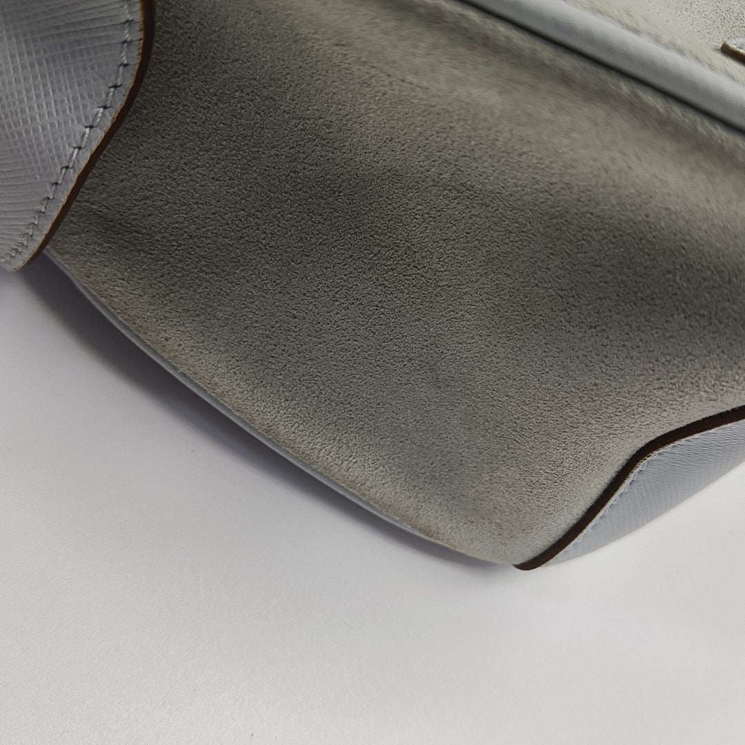 Suede Top Handle Bag Blue