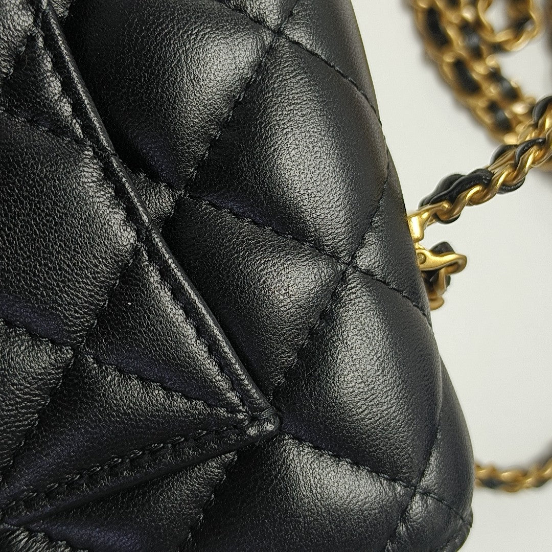 WOC Quilted Lambskin Black