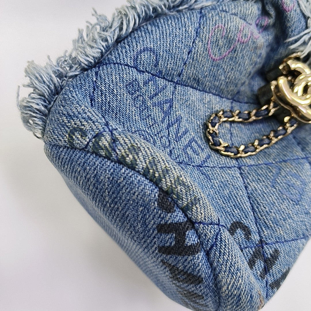 DRAWSTRING Mini Quilted Denim Blue
