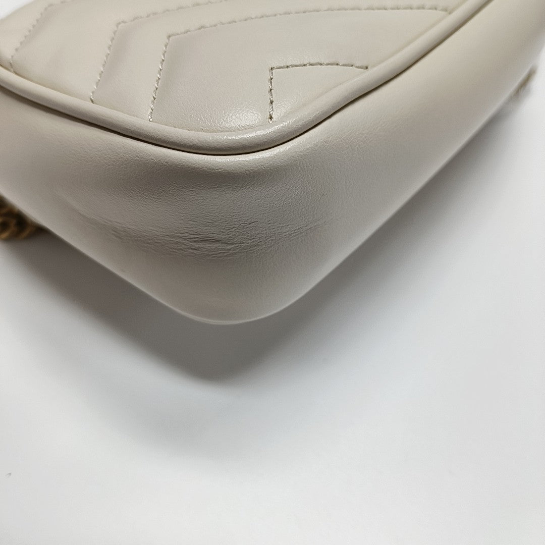 GG Marmont Mini Quilted Calfskin White