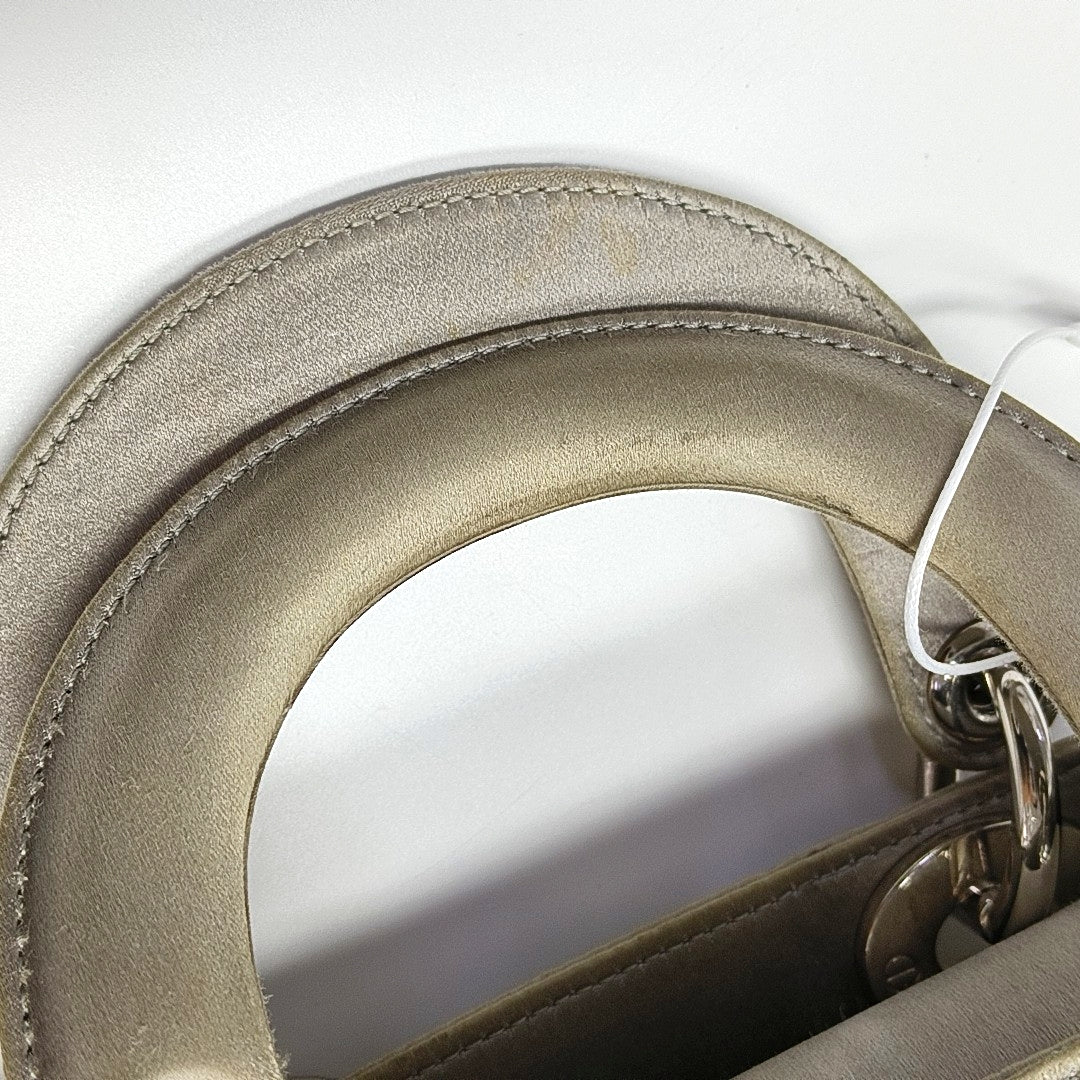 Authenticated pre-owned  Lady Dior Mini Silk Satin Grey - Shoulder Bag at Looply
