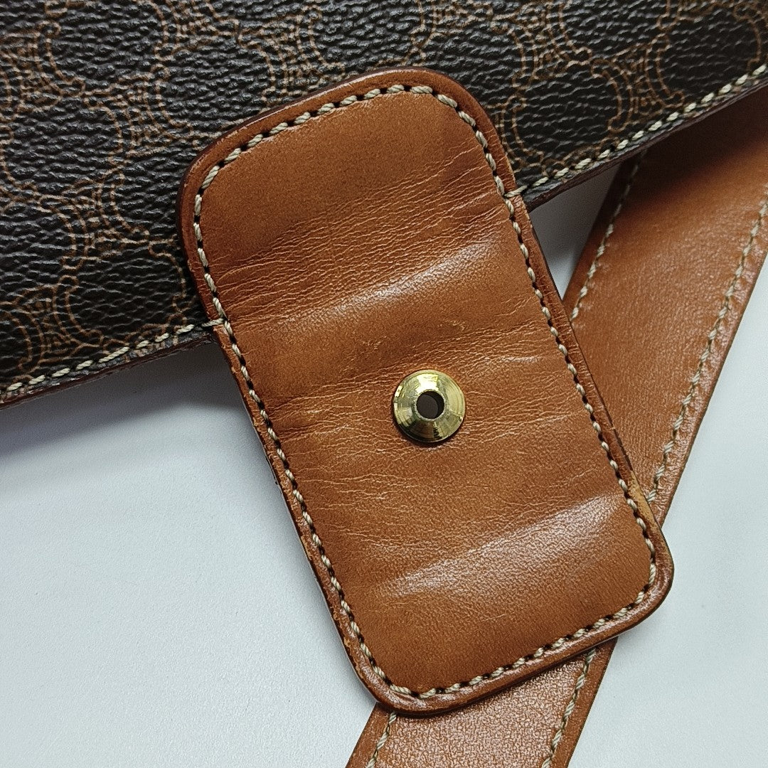 Coated Canvas Shoulder Bag Brown