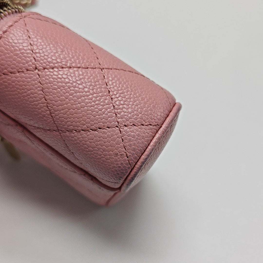 VANITY CASE Mini Quilted Grained Calfskin Pink