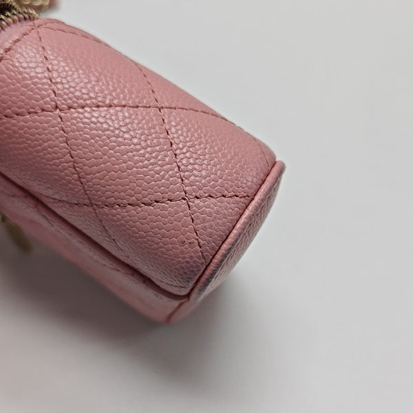 VANITY CASE Mini Quilted Grained Calfskin Pink
