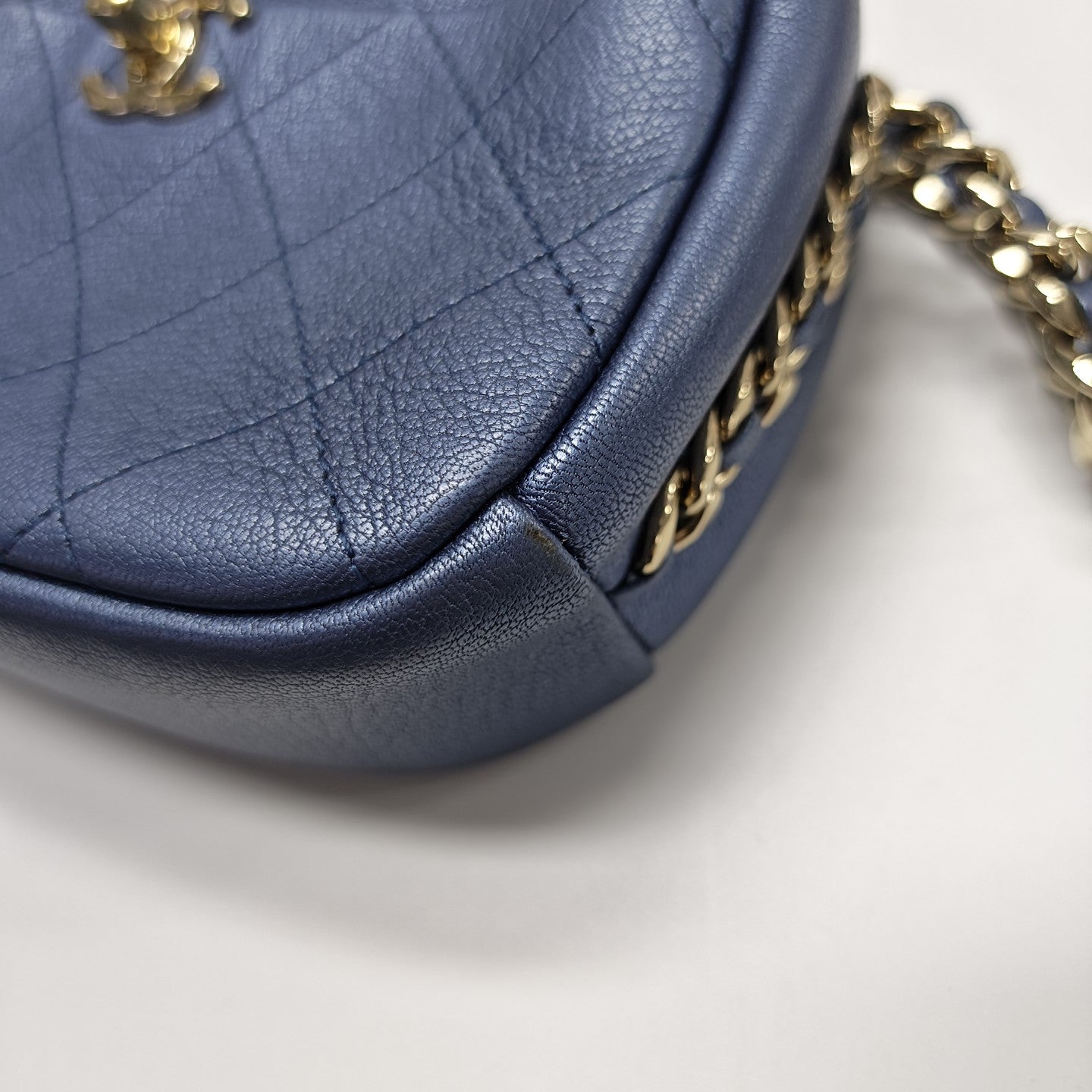 Quilted Lambskin Shoulder Bag Blue