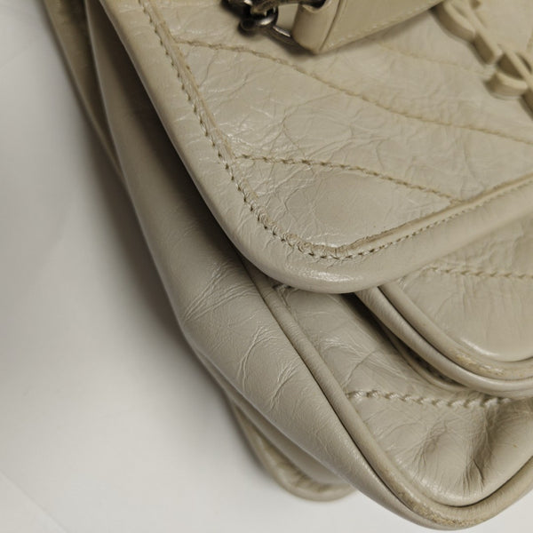 NIKI Small Chevron Calfskin White