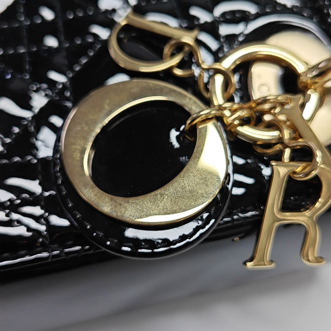 Lady Dior Mini Quilted Patent Leather Black