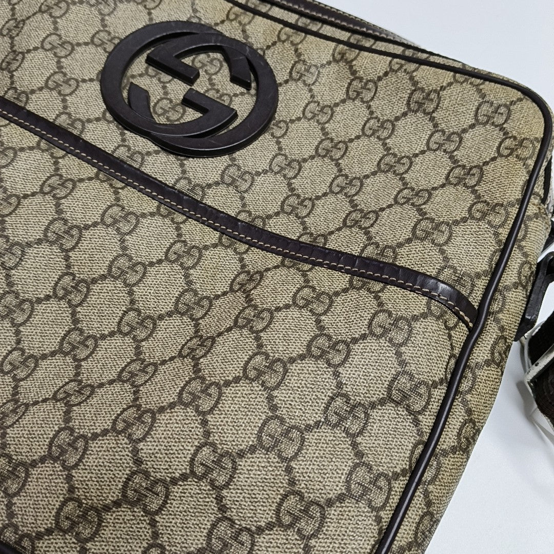 Monogram Coated Canvas Crossbody Bag Beige