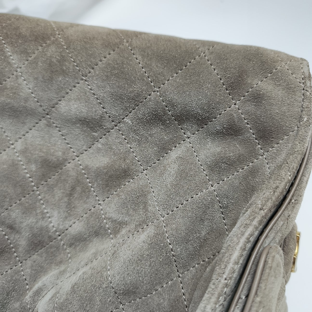 CHANEL 25 Small Quilted Suede Gray