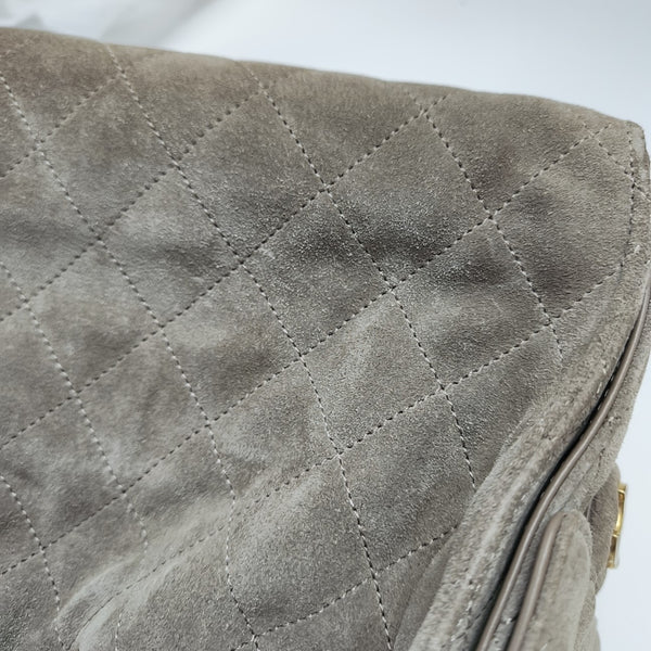 CHANEL 25 Small Quilted Suede Gray