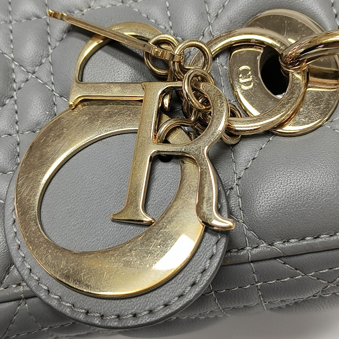 Lady Dior Small Cannage Lambskin Gray