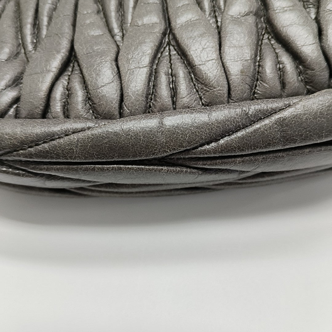 Miu Coffer Quilted Lambskin Gray