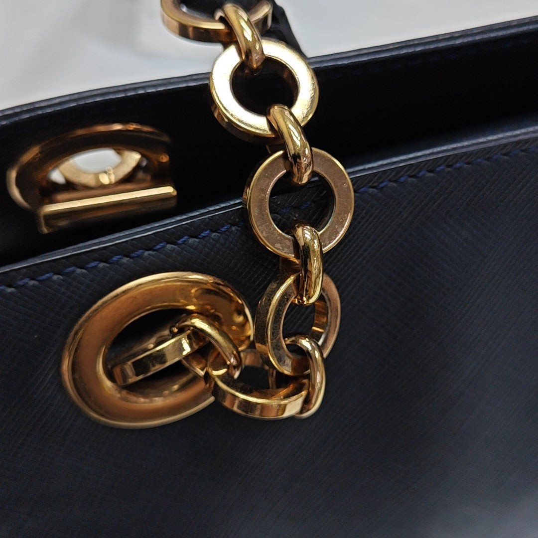 Calfskin Top Handle Bag Blue