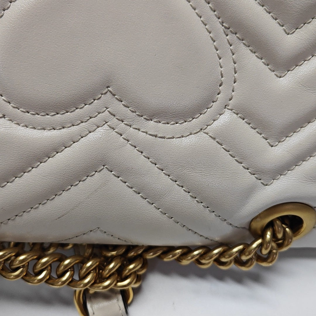 GG Marmont Small Quilted Calfskin White