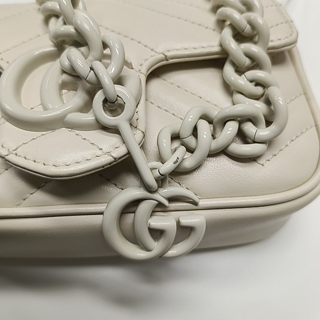 GG Marmont Mini Quilted Calfskin White
