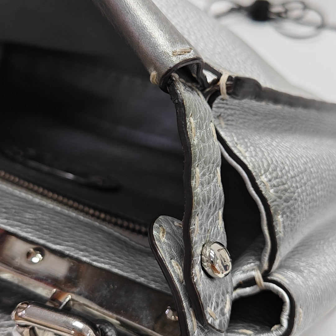 Peekaboo Medium Calfskin Silver
