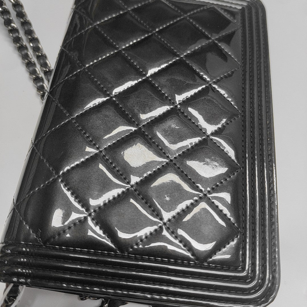 BOY CHANEL WOC Quilted Patent Leather Green