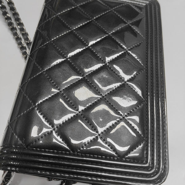 BOY CHANEL WOC Quilted Patent Leather Green