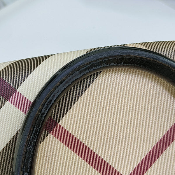 Coated Canvas Top Handle Bag Beige