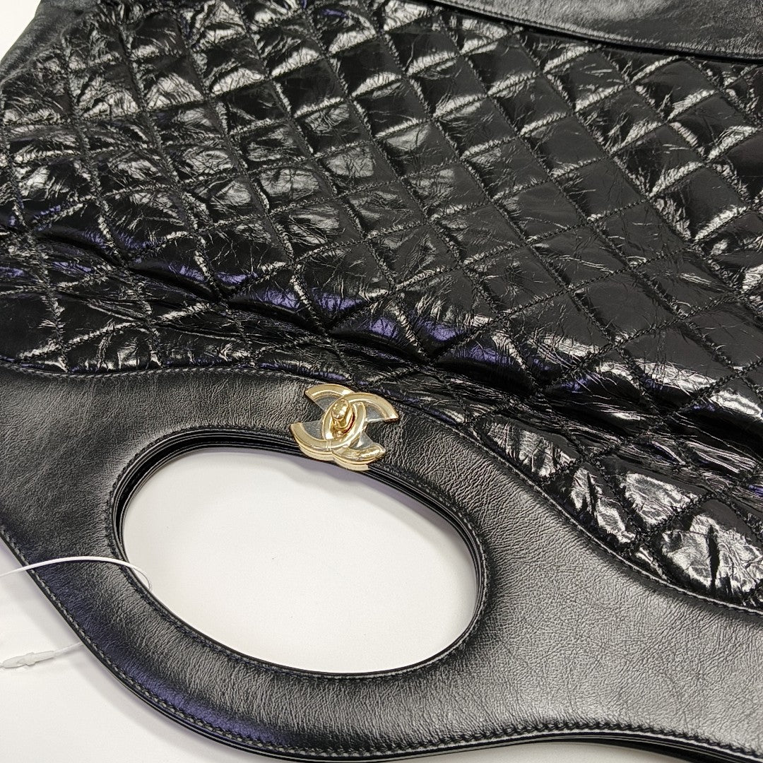 CHANEL 31 Large Quilted Vintage Calf Black