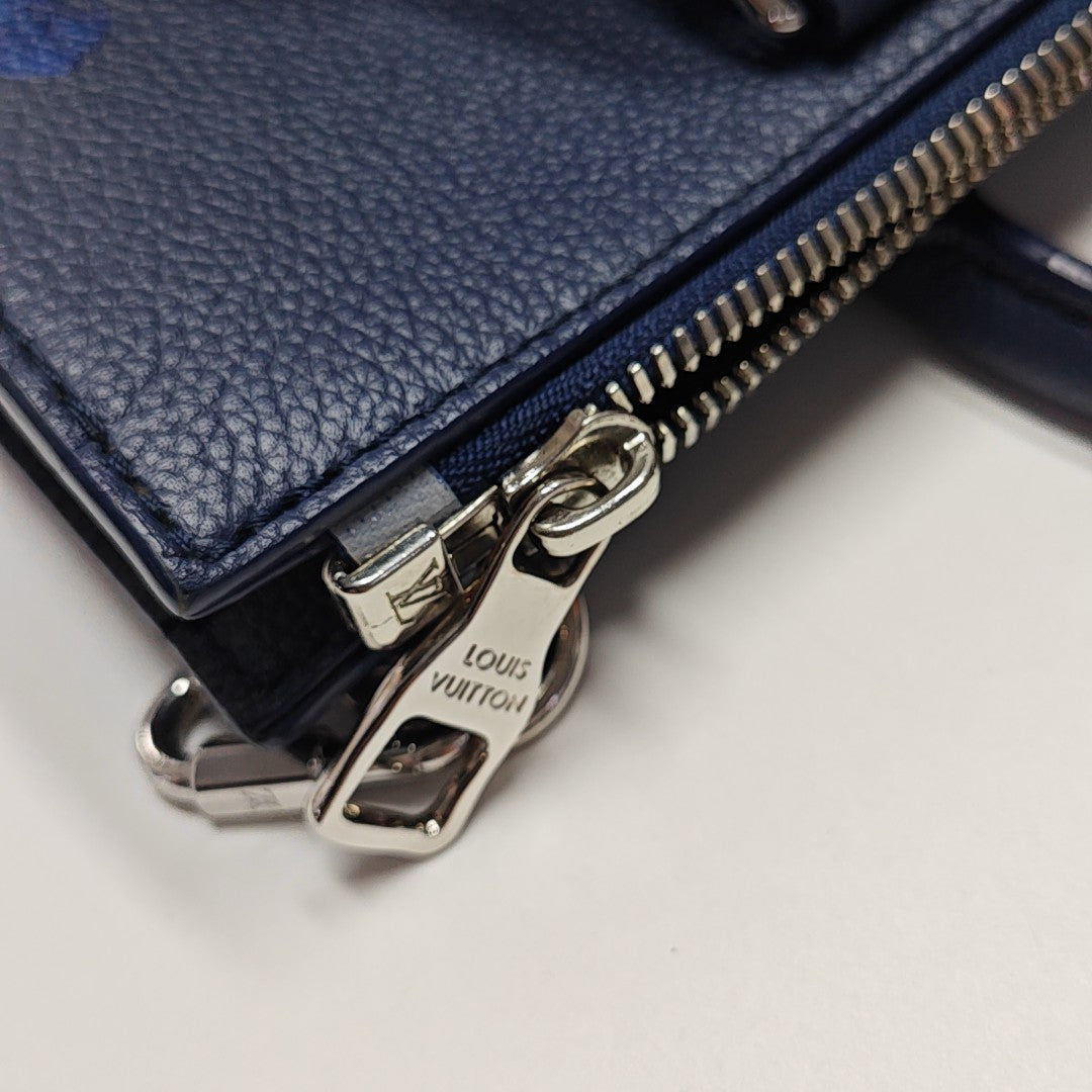SAC PLAT Calfskin Blue