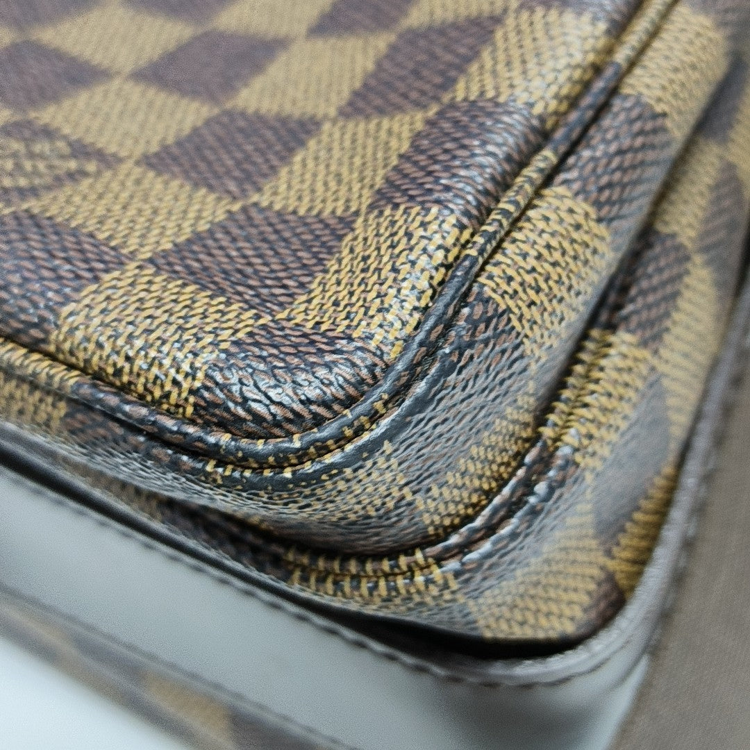 NAVIGLIO MM Damier Ebene Coated Canvas Brown