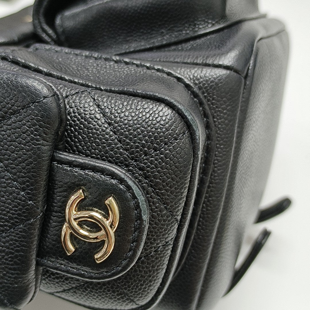 Quilted Grained Calfskin Small Black