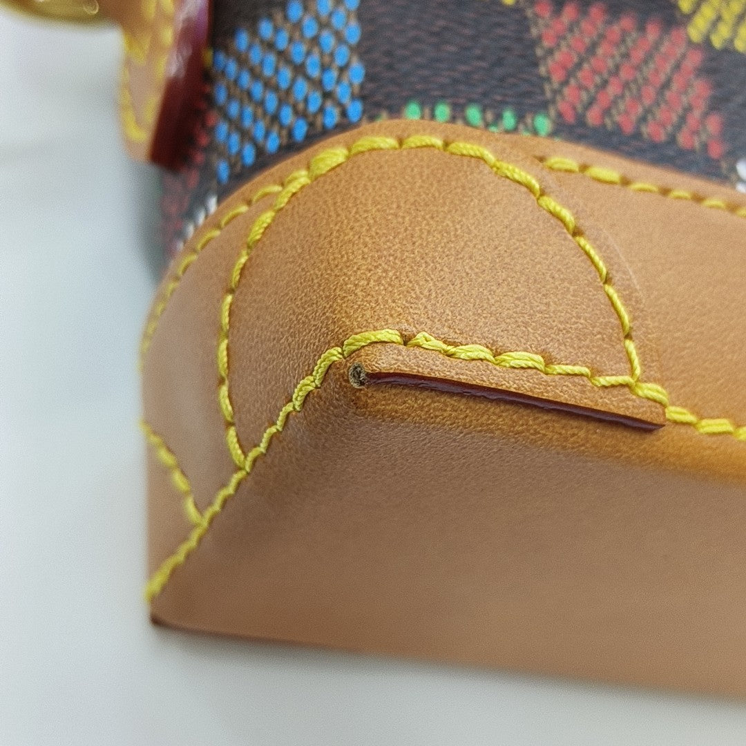 LOCKME EAST WEST Mini Damier Coated Canvas Multicolor