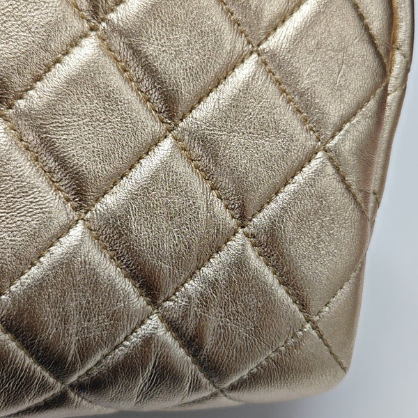 Quilted Lambskin Top Handle Bag Gold